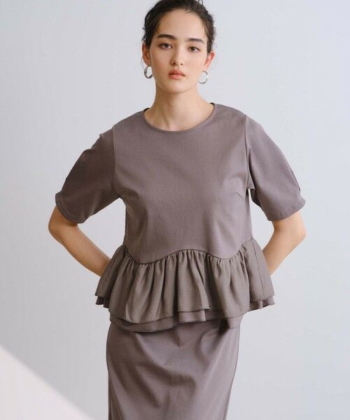 BIANCA / ビアンカ カットソー | 【セットアップ】スムースジャージフリルコンビカットソー（グレー4）