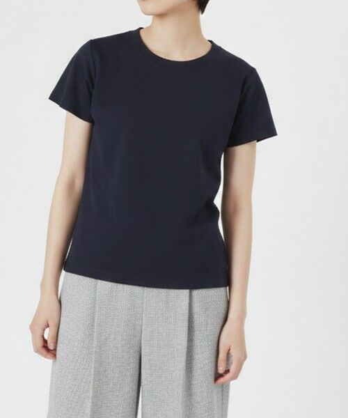 BIANCA / ビアンカ カットソー | 【接触冷感･UV対策】ベーシックロゴ刺しゅうTシャツ（ネイビー2）