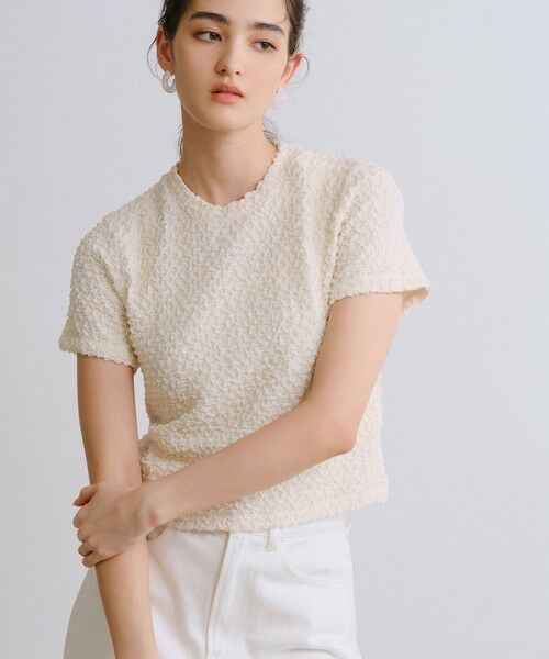 BIANCA / ビアンカ カットソー | 【1枚で着映え】ふくれジャカードカットソー（オフホワイト1）
