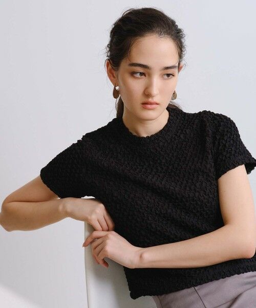 BIANCA / ビアンカ カットソー | 【1枚で着映え】ふくれジャカードカットソー（ブラック1）