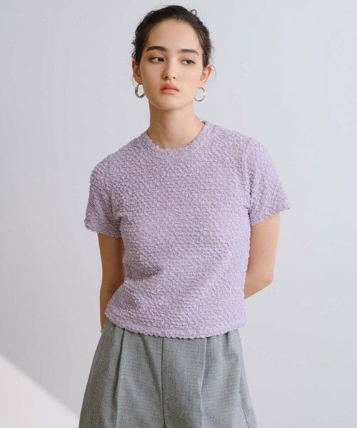 BIANCA / ビアンカ カットソー | 【1枚で着映え】ふくれジャカードカットソー（ラベンダー3）