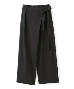 【はっ水/セットアップ】ストレッチナイロン　ラップ風ワイドパンツ