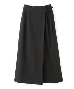 【はっ水/セットアップ】ストレッチナイロン　ラップ風ロングスカート