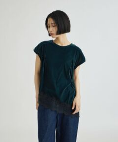BIANCA / ビアンカ カットソー | 【洗えるレース】シアーベロア　レースコンビカットソー