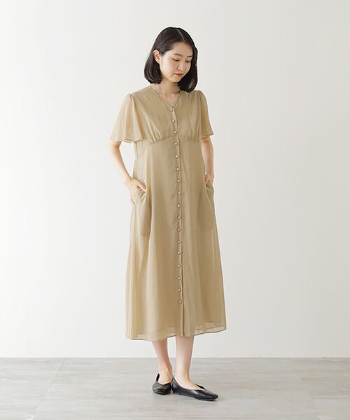 SALE！ ♪シフォンシャツマキシドレス セール】 シフォンドット・ドレス （ロング・マキシ丈ワンピース