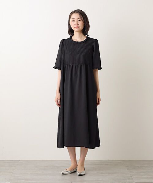 Bilitis dix-sept ans / ビリティス ロング・マキシ丈ワンピース | Pintucked Black Dress | 詳細9