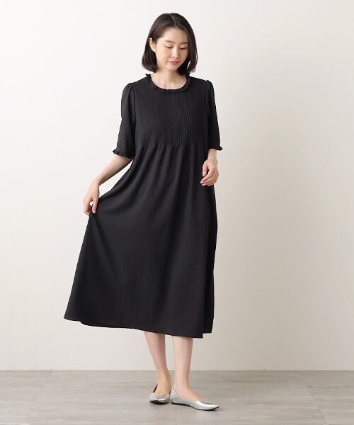 Bilitis dix-sept ans / ビリティス ロング・マキシ丈ワンピース | Pintucked Black Dress | 詳細10