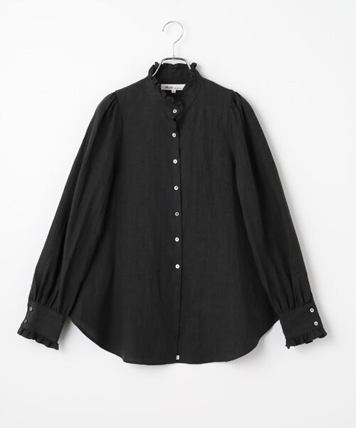 Bilitis dix-sept ans / ビリティス シャツ・ブラウス | Linen Stand Collar Blouse（Black）