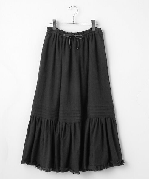Bilitis dix-sept ans / ビリティス ロング・マキシ丈スカート | Wool Gauze Skirt（Black）