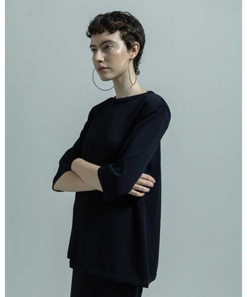 BIYOMA/ビヨーマ ACETATE NYLON SHORT SLEEVE KNIT PULLOVER ミッドナイトブルー FREE BIYOMA/ビヨーマ ACETATE NYLON SHORT SLEEVE KNIT PULLOVER ミッドナイトブルー FREE