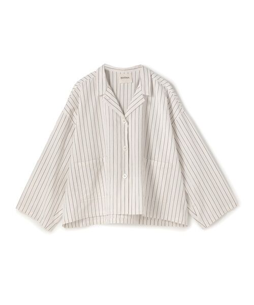 BIYOMA / ビヨーマ シャツ・ブラウス | COTTON LINEN STRIPE W POCKET OPEN COLLAR SHIRT | 詳細1