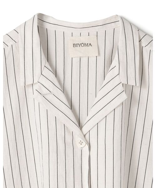 BIYOMA / ビヨーマ シャツ・ブラウス | COTTON LINEN STRIPE W POCKET OPEN COLLAR SHIRT | 詳細4