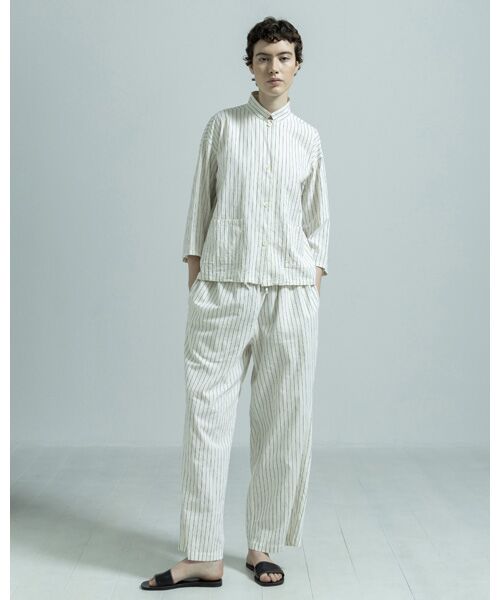 BIYOMA / ビヨーマ シャツ・ブラウス | COTTON LINEN STRIPE W POCKET OPEN COLLAR SHIRT | 詳細5