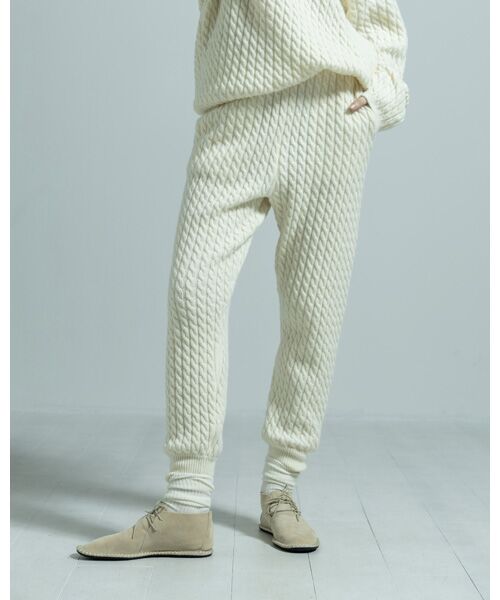 BIYOMA/ビヨーマ WOOL NYLON CABLE KNIT PANTS ホワイト 0 BIYOMA/ビヨーマ WOOL NYLON CABLE KNIT PANTS ホワイト 0