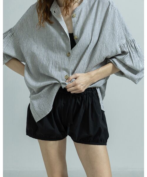 BIYOMA/ビヨーマ COTTON LINEN BALLOON SHORTS ブラック FREE BIYOMA/ビヨーマ COTTON LINEN BALLOON SHORTS ブラック FREE