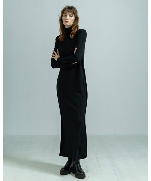 BIYOMA/ビヨーマ COTTON SILK LONG KNIT DRESS BLACK 1 BIYOMA/ビヨーマ COTTON SILK LONG KNIT DRESS BLACK 1