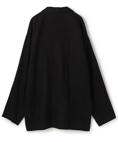 BIYOMA / ビヨーマ シャツ・ブラウス | LINEN OPEN COLLAR SHIRT-ブラック-0 | 詳細1