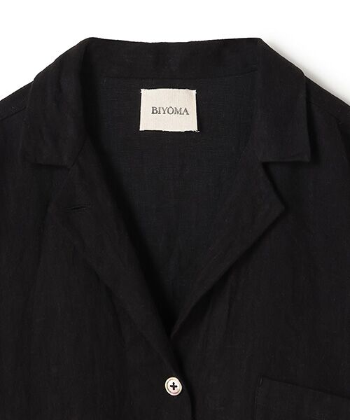 BIYOMA / ビヨーマ シャツ・ブラウス | LINEN OPEN COLLAR SHIRT-ブラック-0 | 詳細3