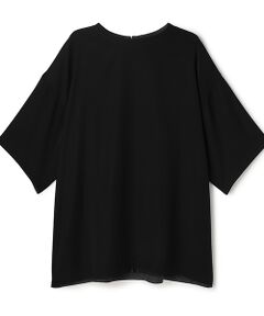 BIYOMA / ビヨーマ Tシャツ | POLYESTER SATIN SHORT SLEEVED BLOUSE-ブラック-1