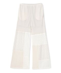 BIYOMA / ビヨーマ その他パンツ | POLYESTER POWDERY KNIT LACE COMBI PANTS-ホワイト-1