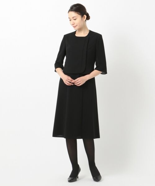 BLACK FORMAL / ブラックフォーマル セットアップ | 【洗える】ネルファータストレッチハチス ジャケット+ワンピース | 詳細9