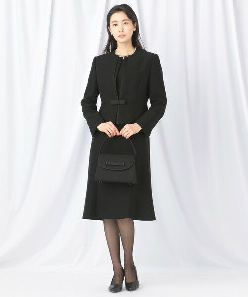 BLACK FORMAL / ブラックフォーマル セットアップ | 【ウォッシャブル対応】ドビーボーダーリボン ジャケット+ワンピース | 詳細2