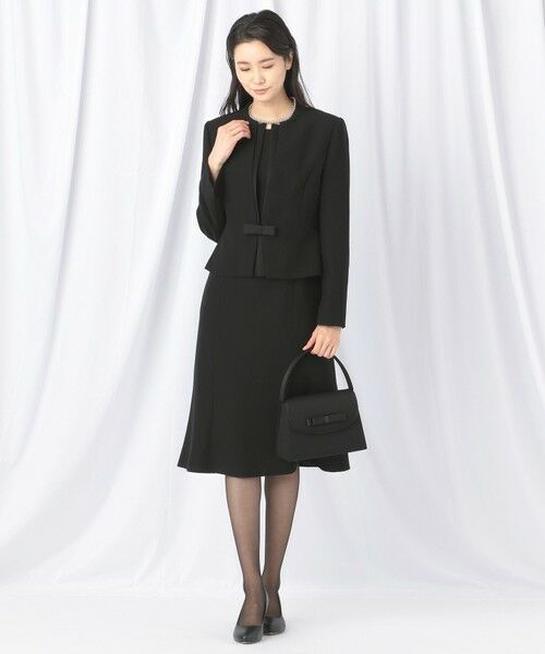 BLACK FORMAL / ブラックフォーマル セットアップ | 【ウォッシャブル対応】ドビーボーダーリボン ジャケット+ワンピース | 詳細4