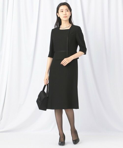 BLACK FORMAL / ブラックフォーマル セットアップ | 【ウォッシャブル対応】ドビーボーダーリボン ジャケット+ワンピース | 詳細7