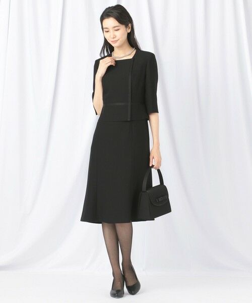 BLACK FORMAL / ブラックフォーマル セットアップ | 【ウォッシャブル対応】ドビーボーダーリボン ジャケット+ワンピース | 詳細8