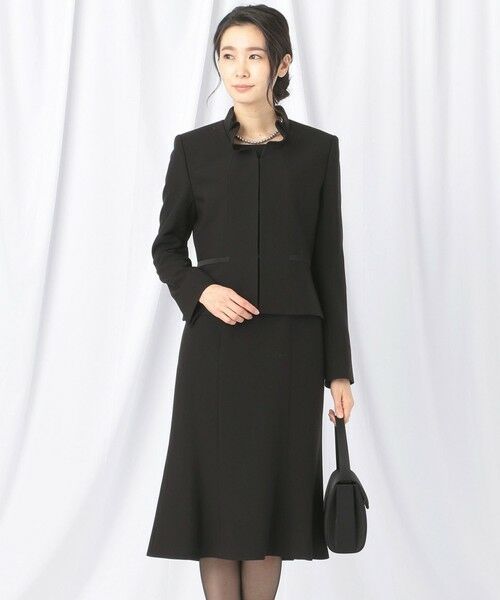 BLACK FORMAL/ブラックフォーマル 【襟華やか】エレガント ジャケット+ワンピース ブラック系 42 BLACK FORMAL/ブラックフォーマル 【襟華やか】エレガント ジャケット+ワンピース ブラック系 42