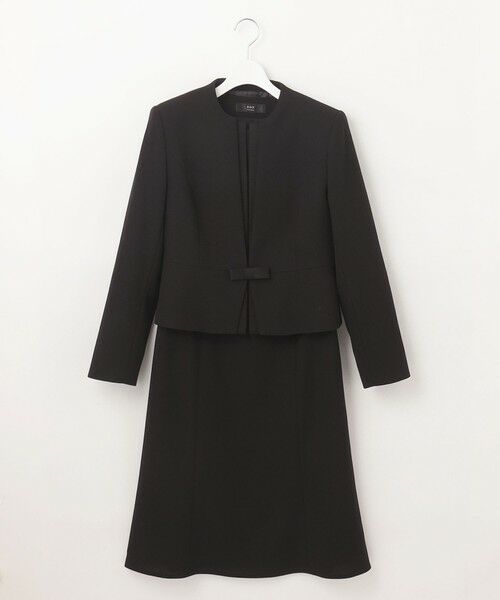 BLACK FORMAL / ブラックフォーマル セットアップ | ドビーボーダーリボン ジャケット+ワンピース(ブラック系)