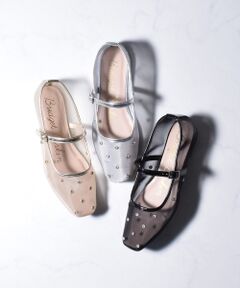 Bridget Birkin / ブリジットバーキン フラットシューズ | 【BRIDGET BIRKIN】ドットビジューチュールフラットシューズ