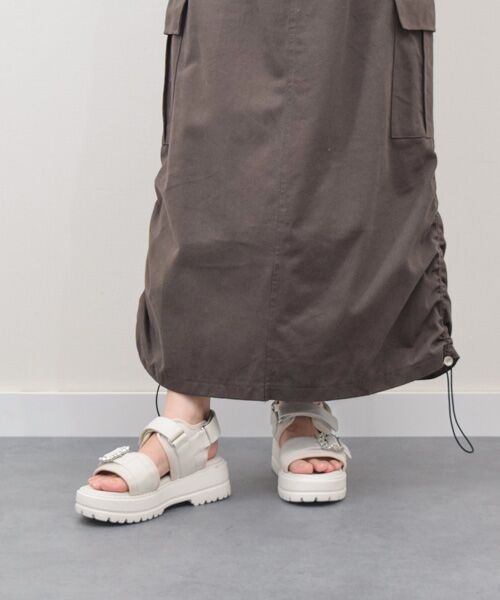 Bridget Birkin/ブリジットバーキン 【PARADIS COULEUR】ビジューバックルベルクロスポーツサンダル アイボリーコンビ 24