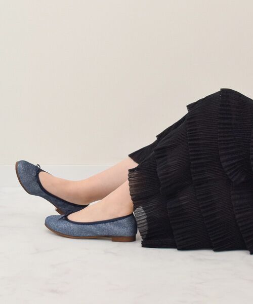 Bridget Birkin / ブリジットバーキン バレエシューズ | 【Bridget Birkin】ラウンドトゥバレエシューズ(ネイビー雑材)