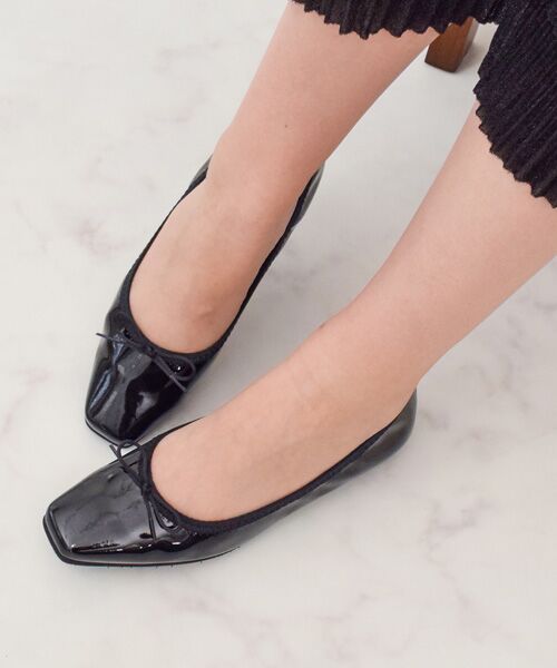 Bridget Birkin/ブリジットバーキン 【Bridget Birkin】スクエアトゥバレエシューズ ブラックエナメル 23.5 Bridget Birkin/ブリジットバーキン 【Bridget Birkin】スクエアトゥバレエシューズ ブラックエナメル 23.5