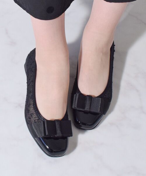 Bridget Birkin / ブリジットバーキン パンプス | 【BRIDGET BIRKIN WALK】グログランリボン切替ウォーキングパンプス(ブラック)