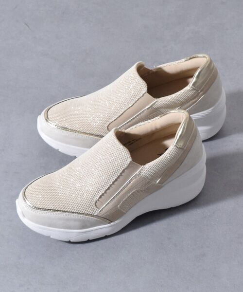 Bridget Birkin/ブリジットバーキン 【ROUND ABOUT】ヒールアップスリッポンスニーカー ゴールドコンビ 23.5 Bridget Birkin/ブリジットバーキン 【ROUND ABOUT】ヒールアップスリッポンスニーカー ゴールドコンビ 23.5