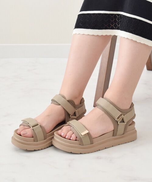 Bridget Birkin/ブリジットバーキン 【Bridget Birkin】ダブルベルトスポーツサンダル ベージュ M Bridget Birkin/ブリジットバーキン 【Bridget Birkin】ダブルベルトスポーツサンダル ベージュ M