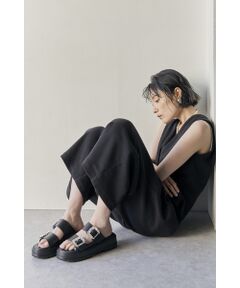 Bridget Birkin / ブリジットバーキン サンダル | 【PARADIS COULEUR】ビジューバックル厚底スライドサンダル-(32114P)