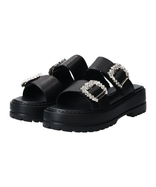 Bridget Birkin / ブリジットバーキン サンダル | 【PARADIS COULEUR】ビジューバックル厚底スライドサンダル-(32114P) | 詳細2