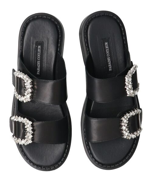 Bridget Birkin / ブリジットバーキン サンダル | 【PARADIS COULEUR】ビジューバックル厚底スライドサンダル-(32114P) | 詳細6