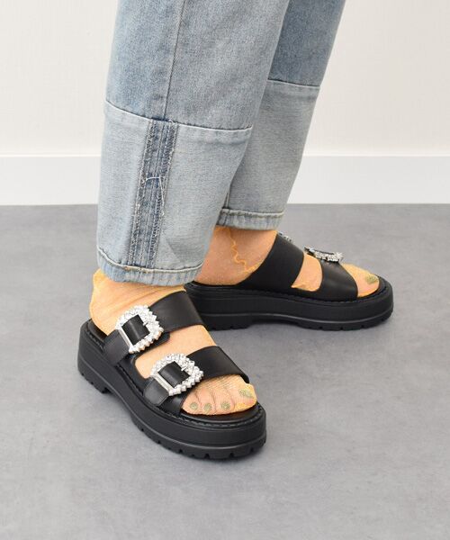 Bridget Birkin / ブリジットバーキン サンダル | 【PARADIS COULEUR】ビジューバックル厚底スライドサンダル-(32114P) | 詳細8