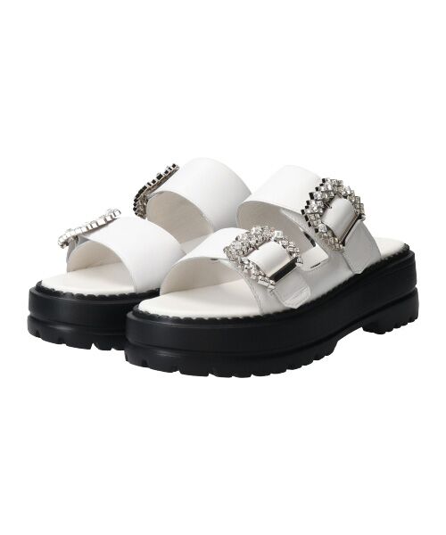 Bridget Birkin / ブリジットバーキン サンダル | 【PARADIS COULEUR】ビジューバックル厚底スライドサンダル-(32114P) | 詳細10