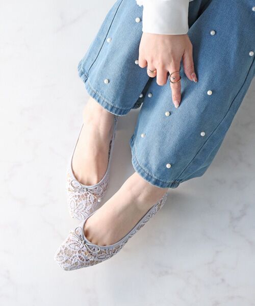 Bridget Birkin / ブリジットバーキン パンプス | 【Bridget Birkin】スクエアレースバレエパンプス-(51032B) | 詳細26