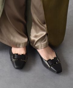 Bridget Birkin / ブリジットバーキン パンプス | 【PARADIS COULEUR】ソフトスクエアローヒールバックルパンプス