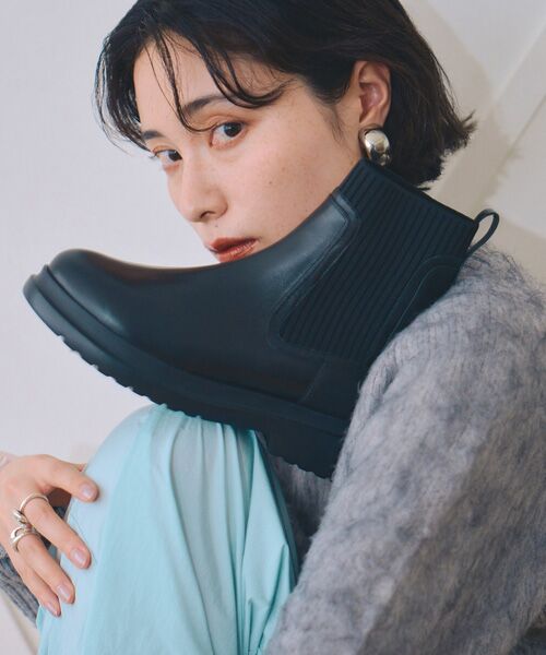 Bridget Birkin/ブリジットバーキン 【PARADIS COULEUR】モールドソールリブ編みサイドゴアブーツ ブラック 24 Bridget Birkin/ブリジットバーキン 【PARADIS COULEUR】モールドソールリブ編みサイドゴアブーツ ブラック 24