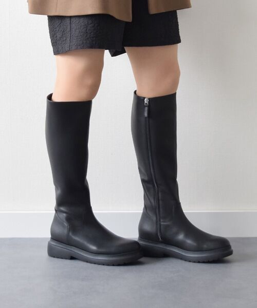 Bridget Birkin/ブリジットバーキン 【PARADIS COULEUR】ラウンドトウモールドソールロングブーツ ブラック 24 Bridget Birkin/ブリジットバーキン 【PARADIS COULEUR】ラウンドトウモールドソールロングブーツ ブラック 24