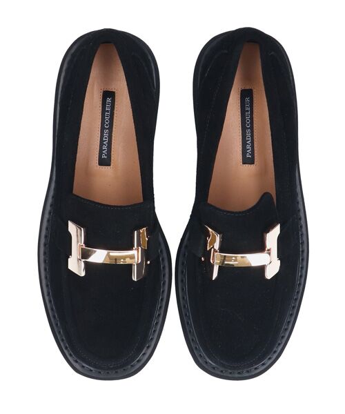 Bridget Birkin/ブリジットバーキン 【PARADIS COULEUR】メタルオーナメント撥水ローファー ブラックスウェード 22.5 Bridget Birkin/ブリジットバーキン 【PARADIS COULEUR】メタルオーナメント撥水ローファー ブラックスウェード 22.5