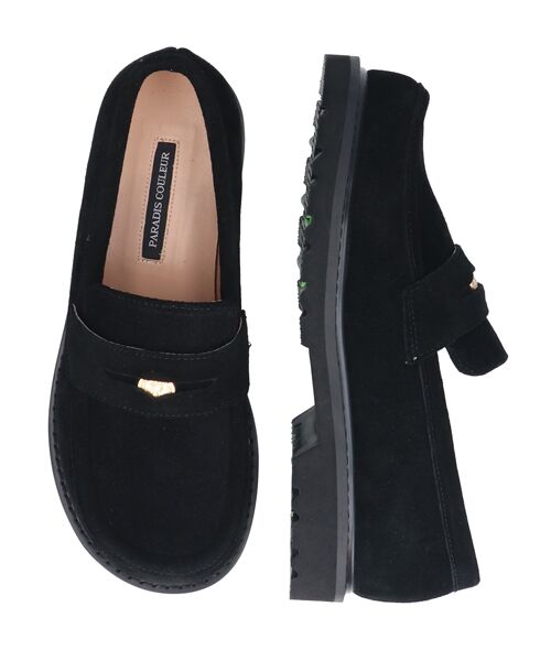 Bridget Birkin/ブリジットバーキン 【PARADIS COULEUR】オブリークトウ撥水ペニーローファー ブラックスウェード 23 Bridget Birkin/ブリジットバーキン 【PARADIS COULEUR】オブリークトウ撥水ペニーローファー ブラックスウェード 23