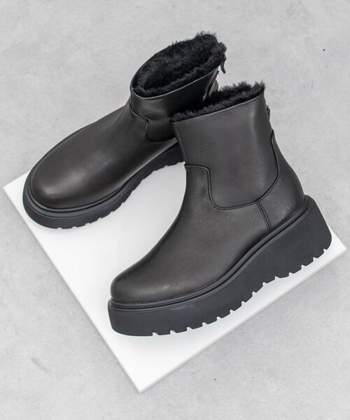 Bridget Birkin/ブリジットバーキン 【PARADIS COULEUR】ライニングフェイクムートンショートブーツ ブラック M Bridget Birkin/ブリジットバーキン 【PARADIS COULEUR】ライニングフェイクムートンショートブーツ ブラック M